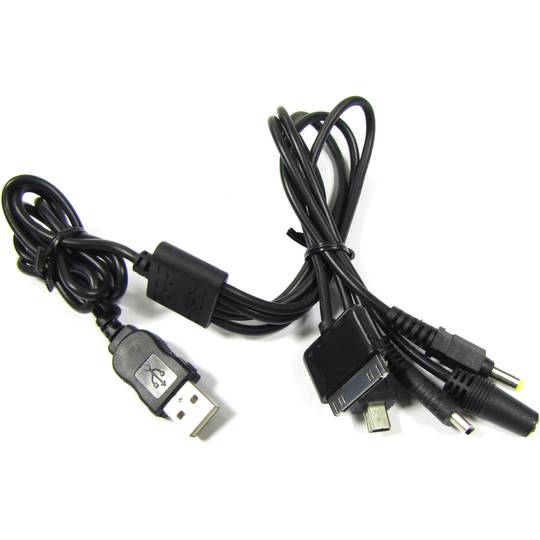 5-in-1 USB-Ladekabel (NDSi iPod PSP MiniUSB und DCJack 3.5)