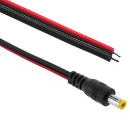 Cable d'alimentació DC jack 5.5x2.1mm 22AWG mascle a borns de 30cm amb interior groc