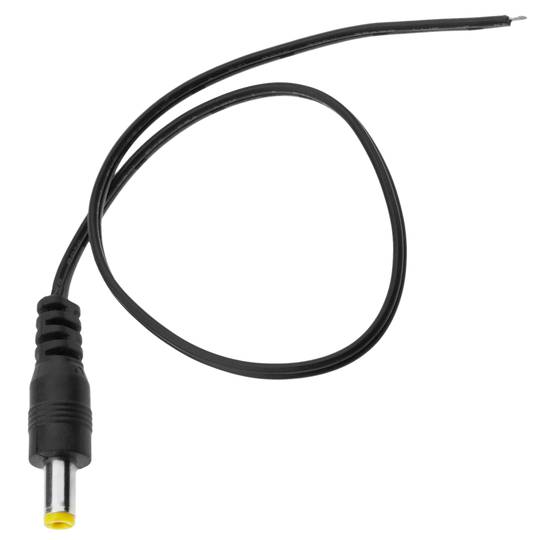 cabo de alimentação DC 26AWG jack amarelo 5.5x2.1mm Male aos terminais 30 centímetros
