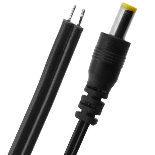 cabo de alimentação DC 26AWG jack amarelo 5.5x2.1mm Male aos terminais 30 centímetros