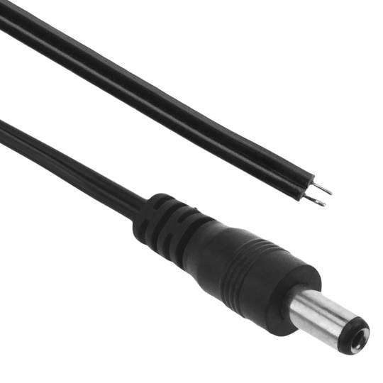 Cable de alimentación DC jack 5.5x2.1mm 22AWG macho a bornes de 30cm