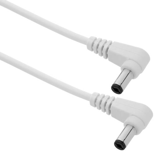 Voedingskabel 2,1 x 5,5 mm haaks DC Jack male naar male wit 30 cm