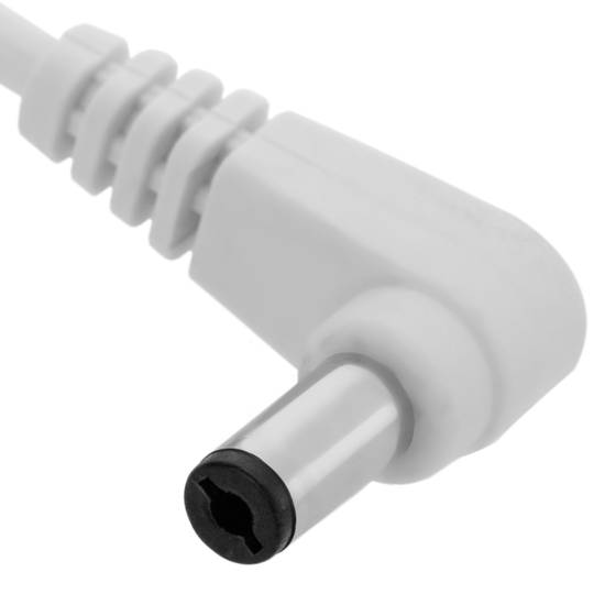 Voedingskabel 2,1 x 5,5 mm haaks DC Jack male naar male wit 30 cm
