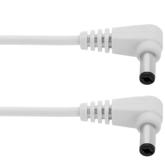 Voedingskabel 2,1 x 5,5 mm haaks DC Jack male naar male wit 30 cm