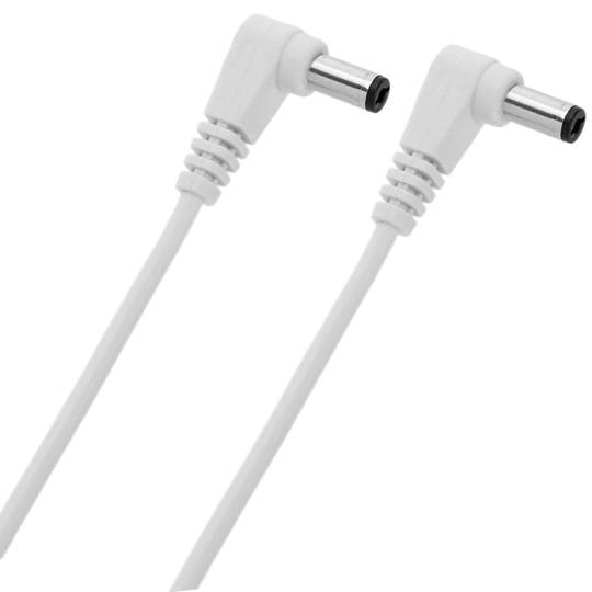 Voedingskabel 2,1 x 5,5 mm haaks DC Jack male naar male wit 30 cm