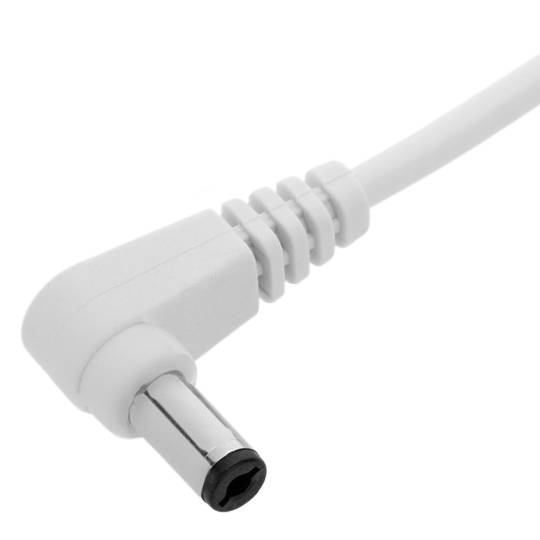 Voedingskabel 2,1 x 5,5 mm haaks DC Jack male naar male wit 30 cm