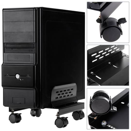 Support de boitier PC ordinateur noir avec des roues - Cablematic