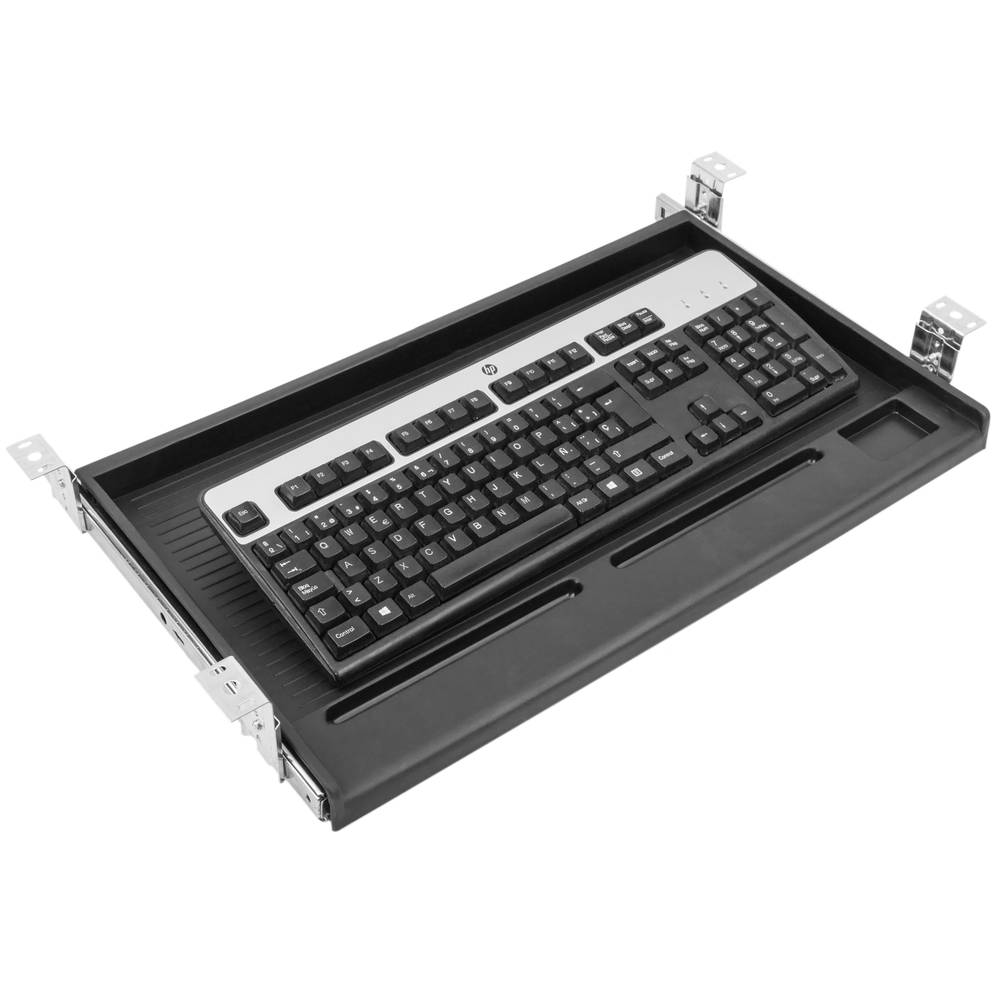 Bandeja de teclado deslizante para escritorio negra - Cablematic