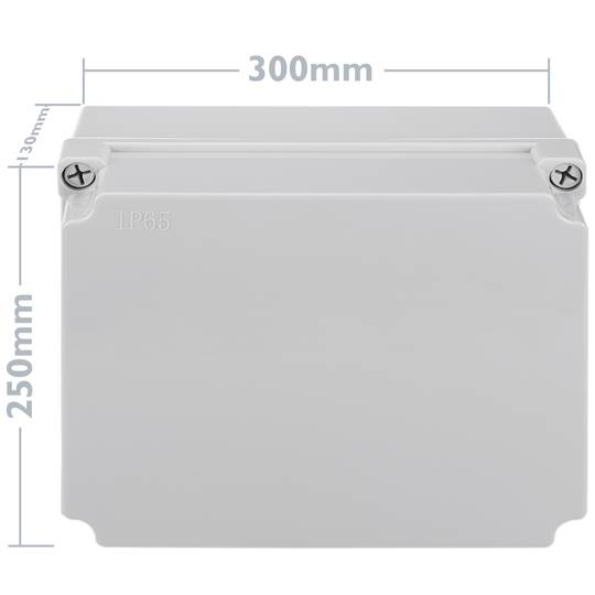 Water- en luchtdichte rechthoekige opbouwdoos voor de bescherming van elektrische aansluitingen 300x250x130mm