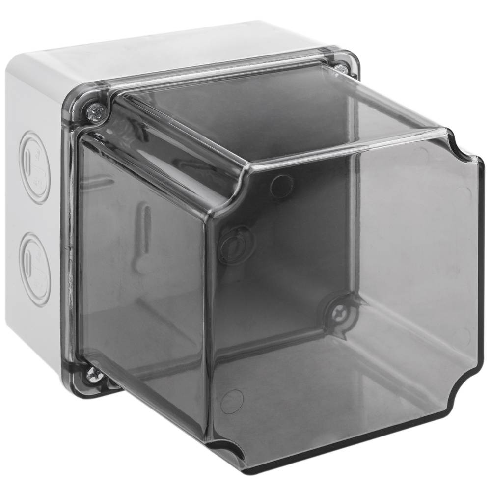 Caixa de superfície quadrada transparent IP44 lliure d'halògens LSZH 120x120x140mm