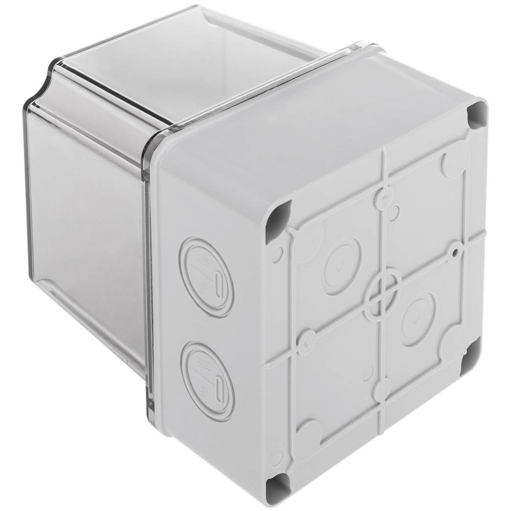 Caixa de superfície quadrada transparent IP44 lliure d'halògens LSZH 120x120x140mm