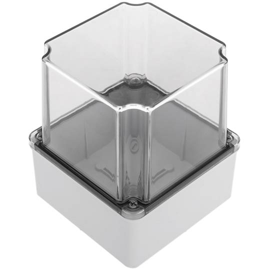 Caixa de superfície quadrada transparent IP44 lliure d'halògens LSZH 120x120x140mm