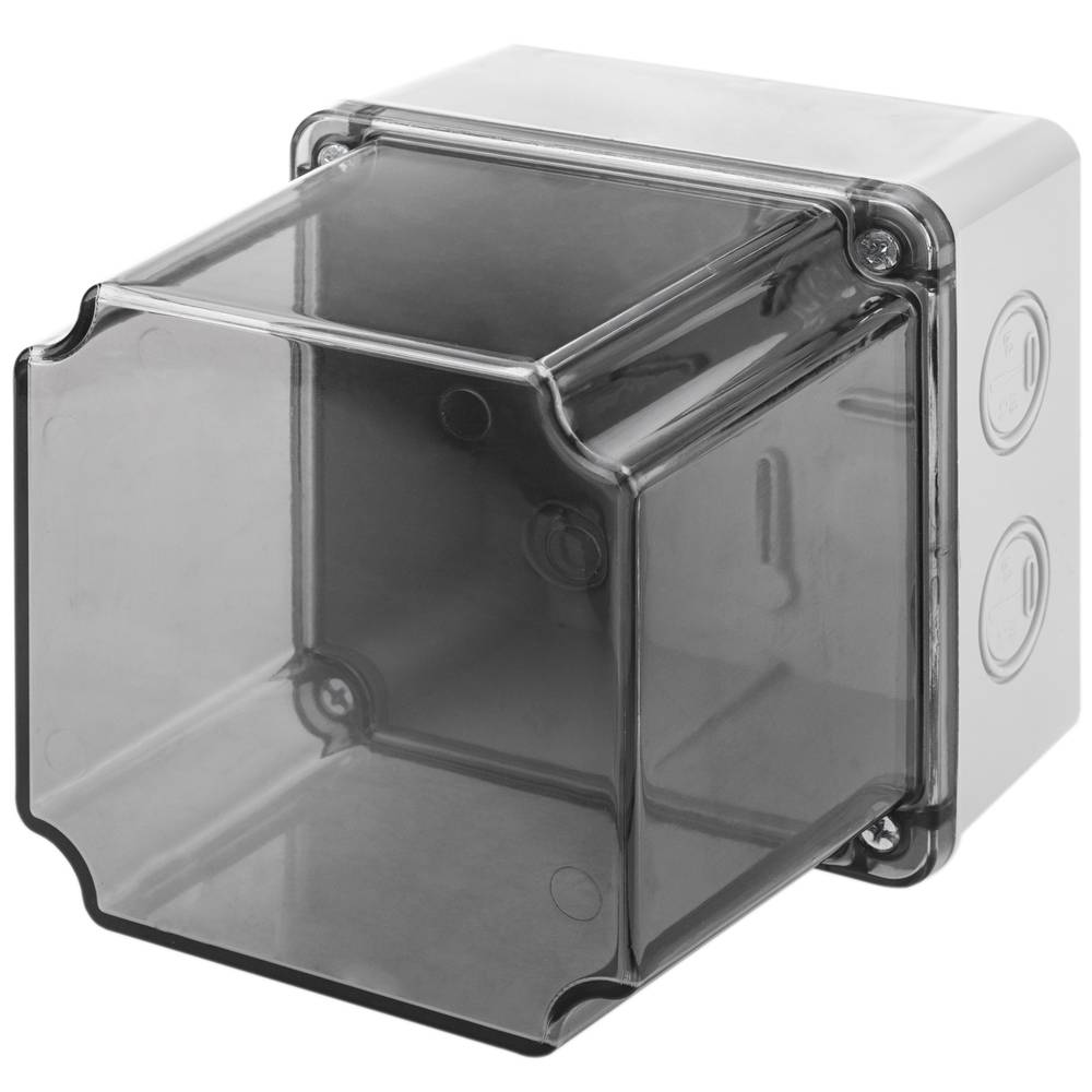 Caixa de superfície quadrada transparent IP44 lliure d'halògens LSZH 120x120x140mm