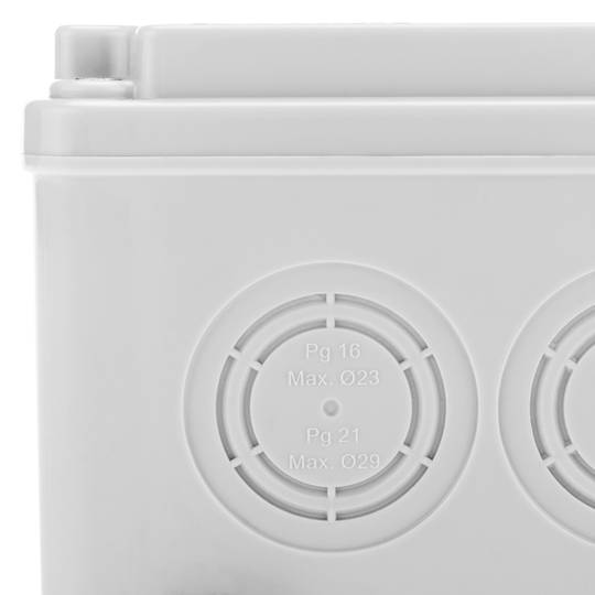 Rectangular surface junction box IP44 halogens free LSZH 120x225x80mm