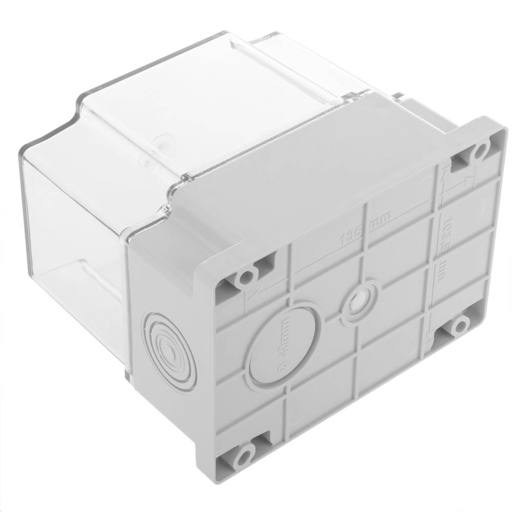 Caja de superficie rectangular transparente IP44 libre de halógenos LSZH 120x170x140mm