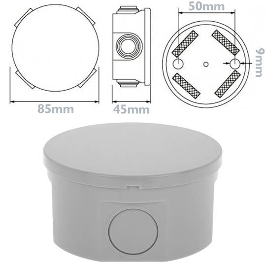 Roundsurface junction box IP44 85x45mm