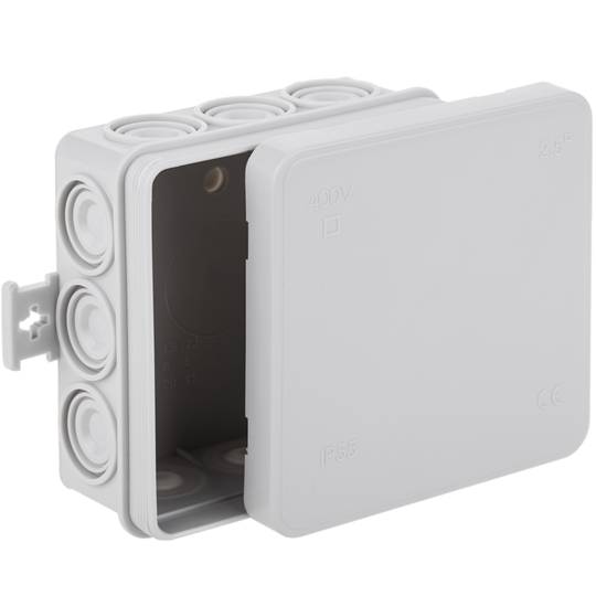 Square surface junction box IP44 85x85x40mm