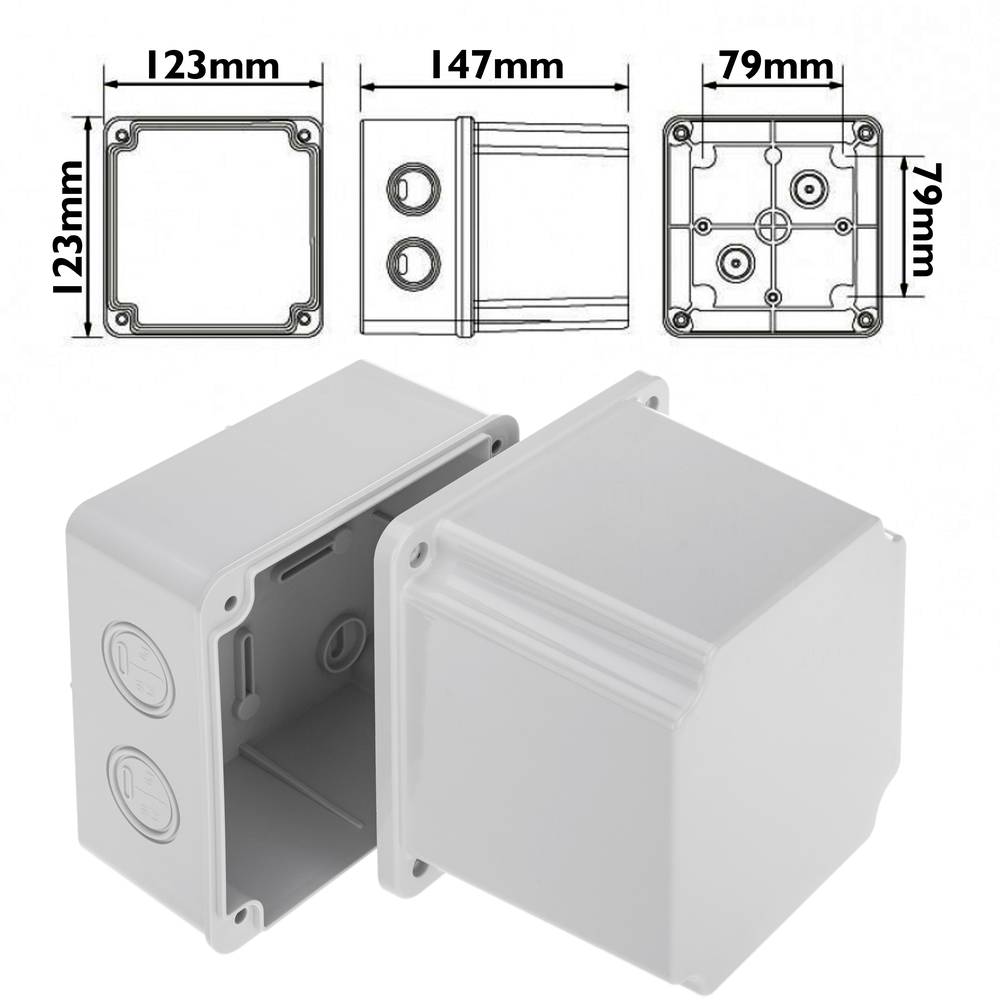 Boîtie de dérivation carré IP44 120x120x140mm