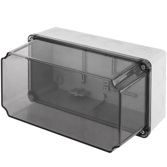 Caja de superficie rectangular transparente IP44 120x225x140mm