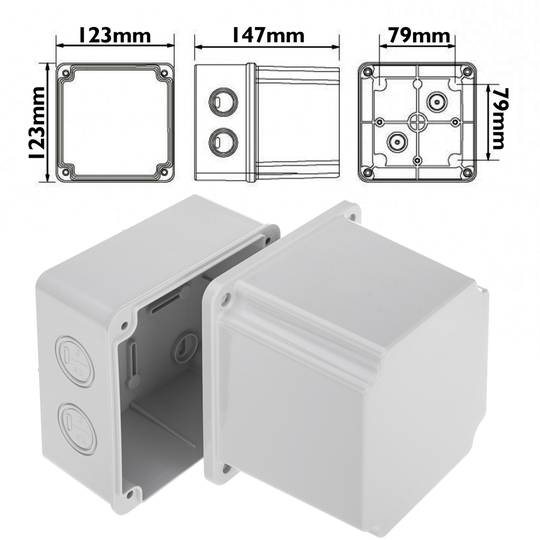 Surface junction box Square IP66 halogens free LSZH 120x120x140mm