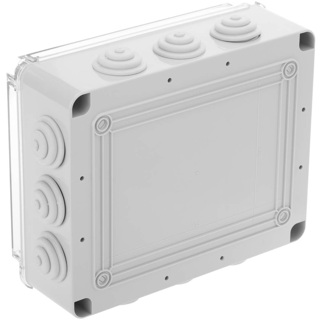 Wasserdichte Box mit transparenter rechteckiger Oberfläche IP65 250x200x90mm