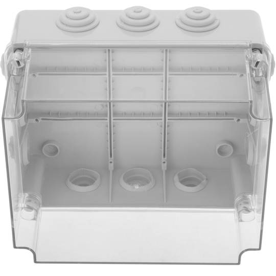 Waterproof box with transparent rectangular surface IP65 250x200x160mm
