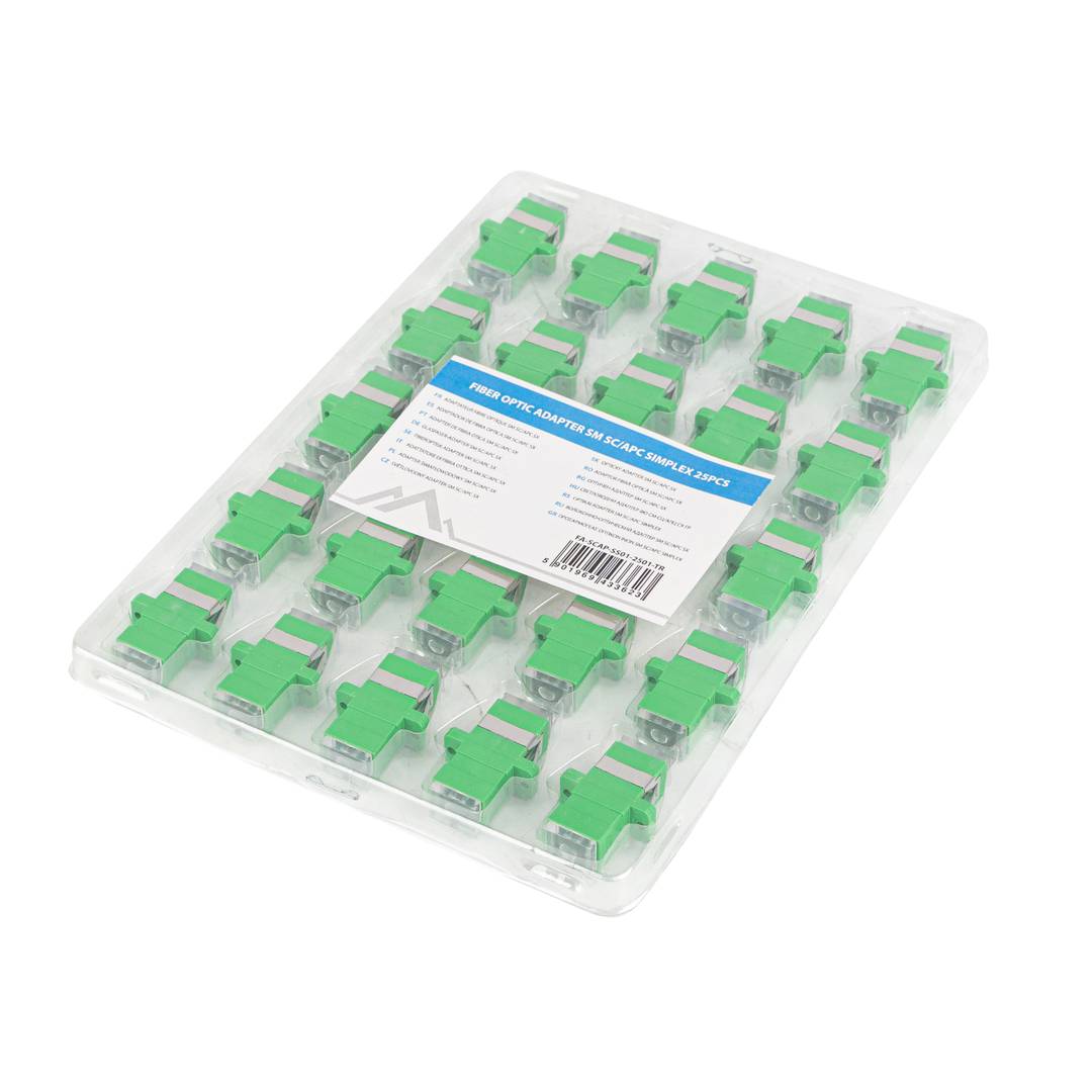 Pack de 25 adaptateurs fibre optique Lanberg SM SC/APC Simplex vert FA-SCAP-SS01-2501-TR