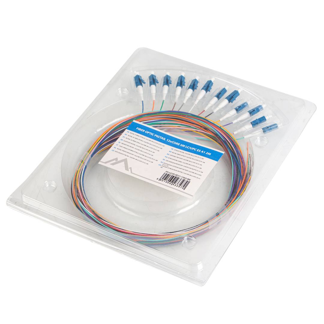 Pack de 12 unités de câble fibre optique Lanberg SM LC/UPC G657A1 de 2m multicolore FP-LCUP-SS21-1202-MC