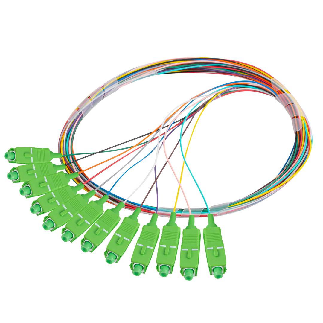 Pack de 12 unitats cable pigtail de fibra òptica de Lanberg SC/APC G657A1 de 2m multicolor FP-SCAP-SE21-1202-MC