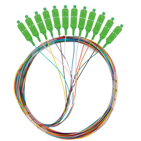 Pack de 12 unitats cable pigtail de fibra òptica de Lanberg SC/APC G657A1 de 2m multicolor FP-SCAP-SE21-1202-MC