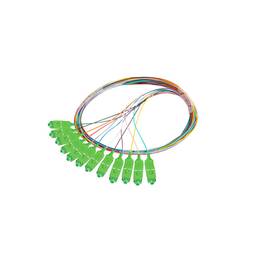 Pack de 12 unités de câble fibre optique pigtail Lanberg SC/APC G657A1 de 2m multicolore FP-SCAP-SE21-1202-MC