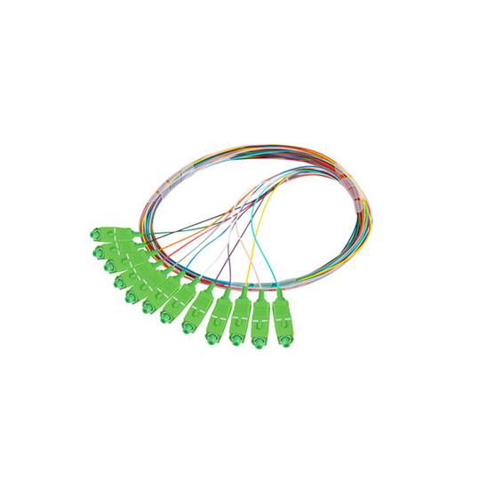 Pak van 12 stuks Lanberg SC/APC G657A1 glasvezel pigtail kabel van 2m multicolor FP-SCAP-SE21-1202-MC