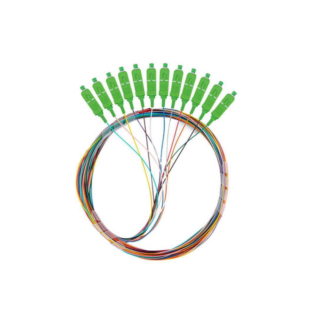 Pak van 12 stuks Lanberg SC/APC G657A1 glasvezel pigtail kabel van 2m multicolor FP-SCAP-SE21-1202-MC
