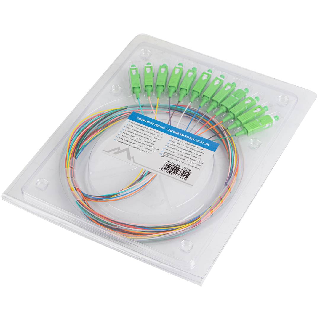 Pack de 12 unités de câble fibre optique Lanberg SM SC/APC G657A1 de 2m multicolore FP-SCAP-SS21-1202-MC