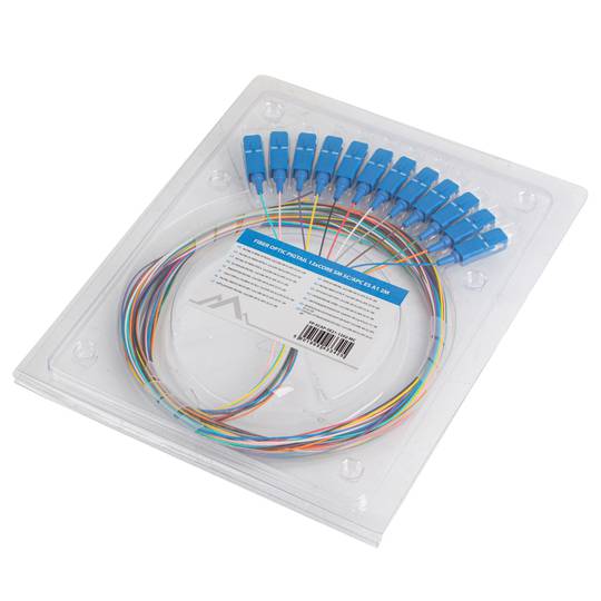 Packung mit 12 Einheiten Lanberg SC/UPC G657A1 Glasfaser-Pigtail-Kabel mit 2 m mehrfarbigem FP-SCUP-SS21-1202-MC
