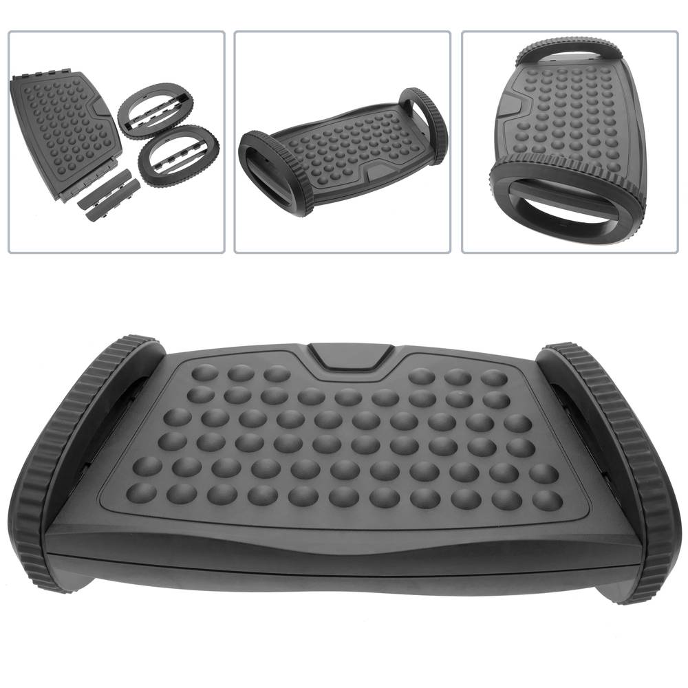 Podnóżek z regulowaną plastikową platformą czarny 310 x 220 mm