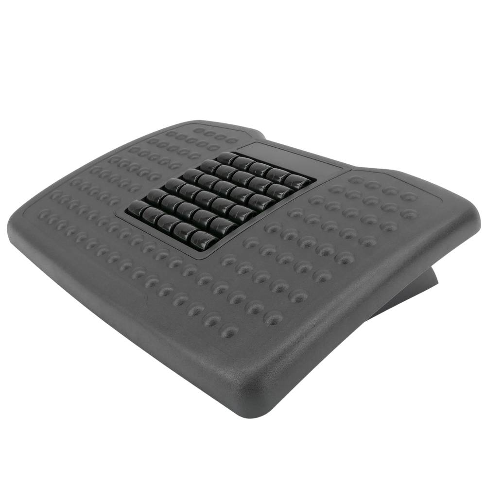 Reposapso com plataforma ajustável de plástico preto 455 x 330 mm com massagem