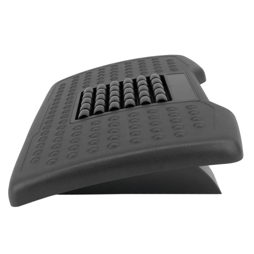 Reposapso com plataforma ajustável de plástico preto 455 x 330 mm com massagem