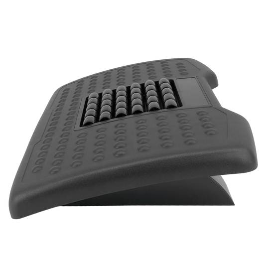 Reposapso com plataforma ajustável de plástico preto 455 x 330 mm com massagem