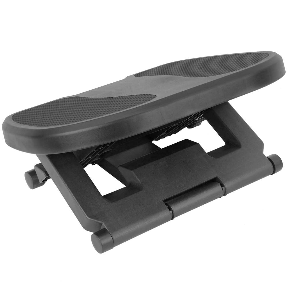Poggiapiedi con piattaforma regolabile in plastica nera 450 x 330 mm con 3 altezze