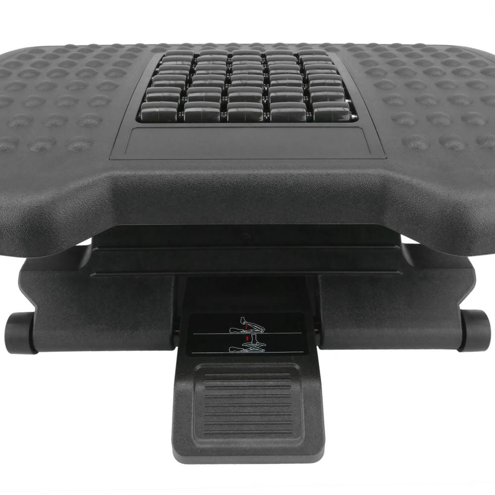 Podnóżek z regulowaną platformą z czarnego plastiku z efektem masażu 455 x 330 mm 3 poziomy