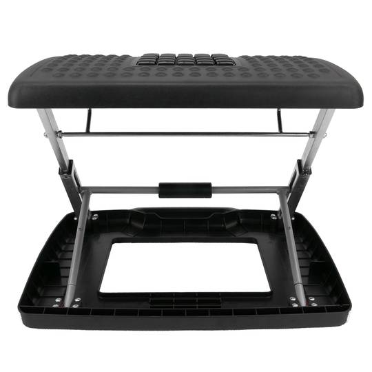 Podnóżek z regulowaną czarną plastikową platformą 455 x 330 mm 6 poziomów