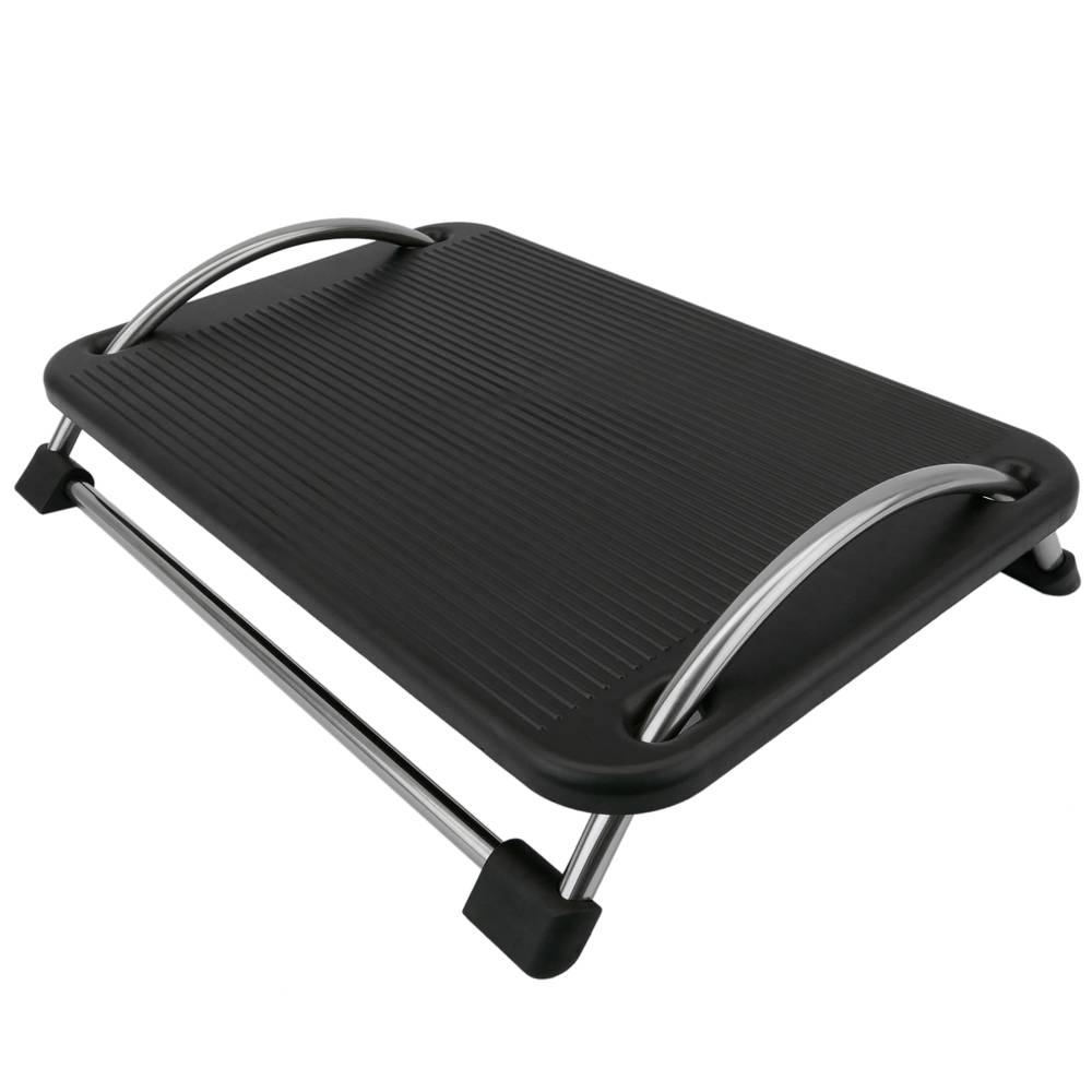Reposapso com plataforma ajustável de plástico preto 433 x 285 mm