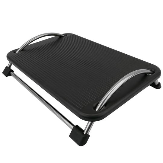 Reposapso com plataforma ajustável de plástico preto 433 x 285 mm