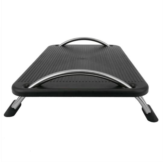 Reposapso com plataforma ajustável de plástico preto 433 x 285 mm