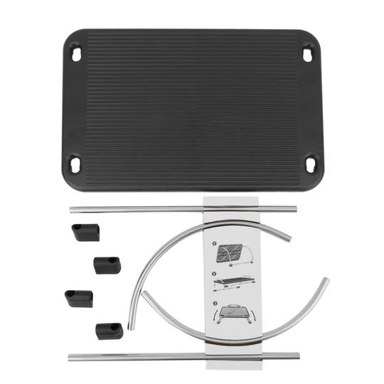 Reposapso com plataforma ajustável de plástico preto 433 x 285 mm