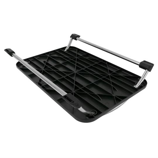 Reposapso com plataforma ajustável de plástico preto 433 x 285 mm