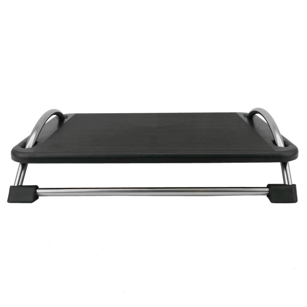 Reposapso com plataforma ajustável de plástico preto 433 x 285 mm