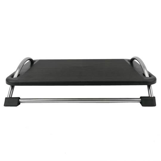 Reposapso com plataforma ajustável de plástico preto 433 x 285 mm