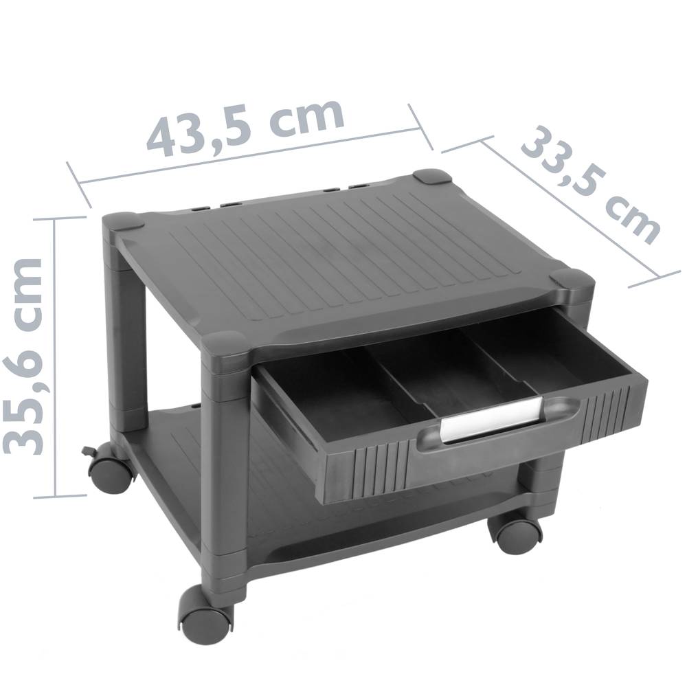 Tavolino 2 livelli per stampante con ruote e cassetto
